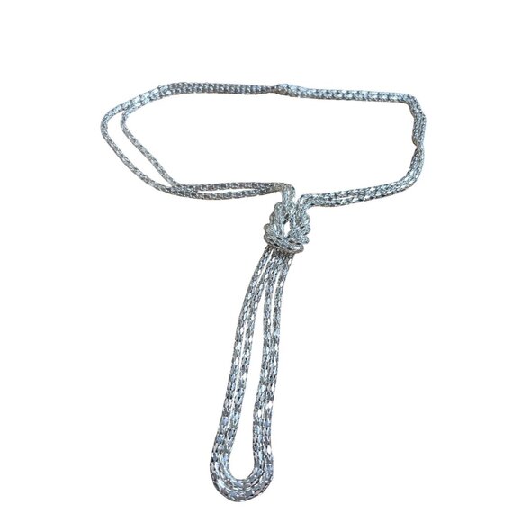 Silvertone Braided Serpentine Chain Rope Necklace Knot Design 24 inches Long - Picture 2 of 4